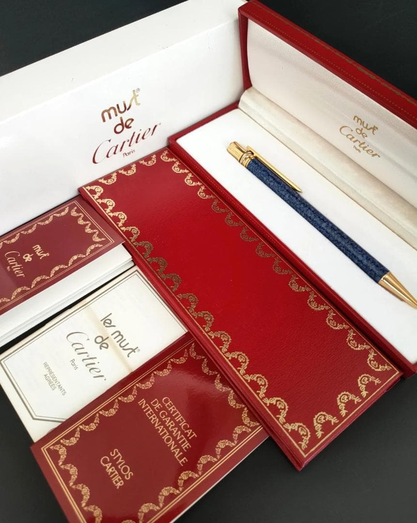 希少美品 Cartier カルティエ トリニティ マーブルブルー ボールペン