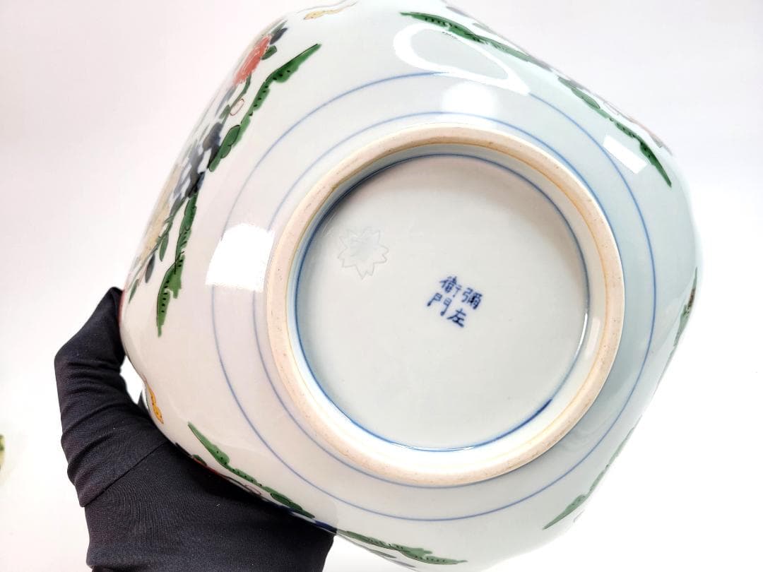 彌左衛門作 染錦万暦龍鳳凰絵 花形大鉢 古伊万里　コレクション　骨董品