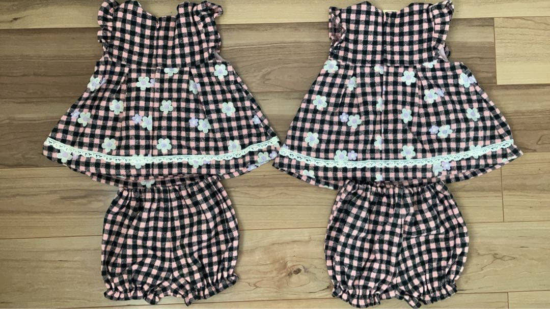 Souris ピンク チェック柄 ドレスセット 80cm