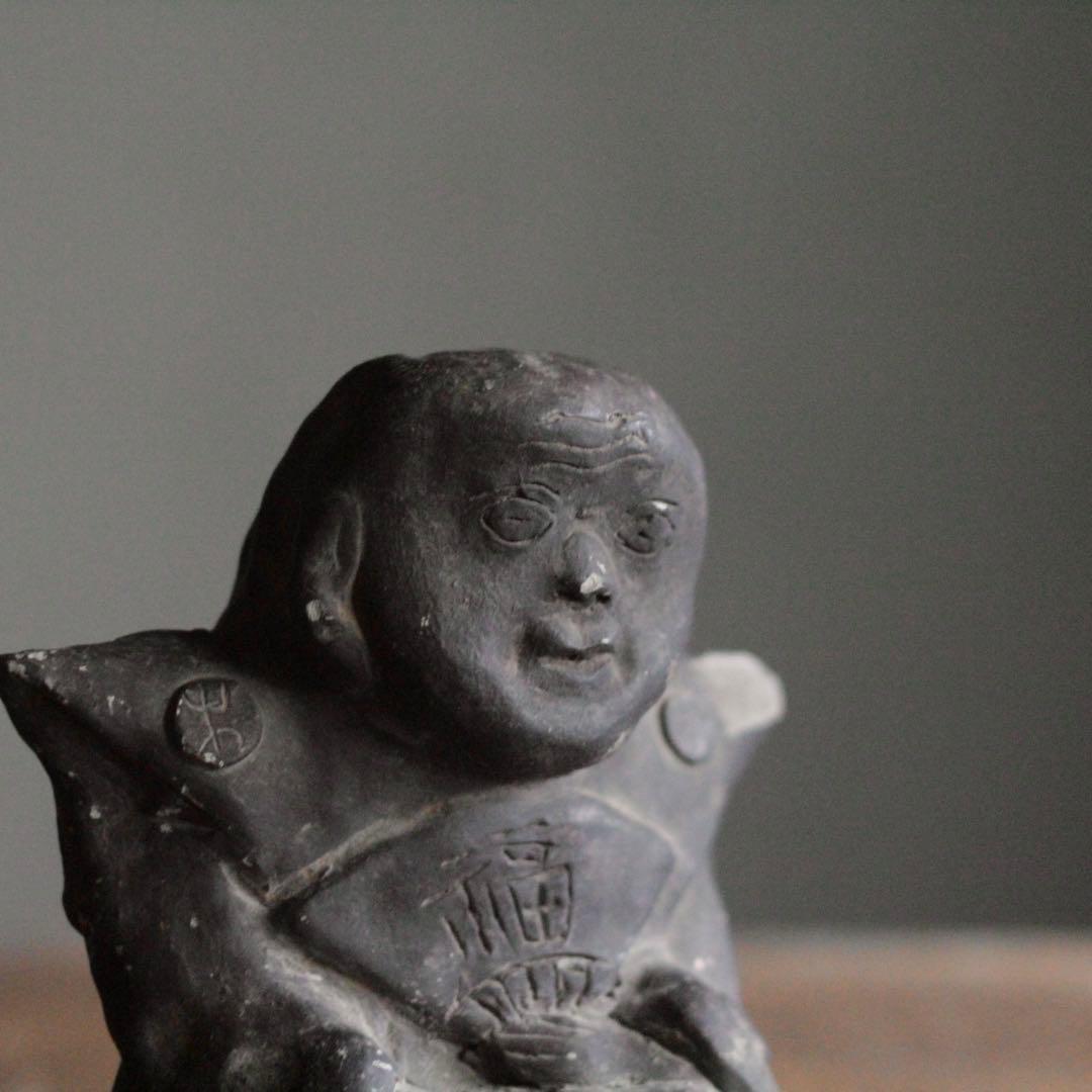 瓦質 福助人形 郷土人形 民芸 古道具 アンティーク オブジェ