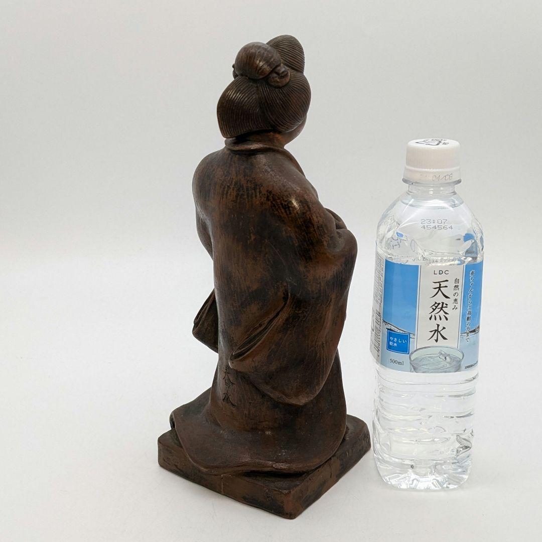 【直しあり】春水 備前焼 女人像 合箱 陶器人形 置物 陶像 希少 レア 骨董品