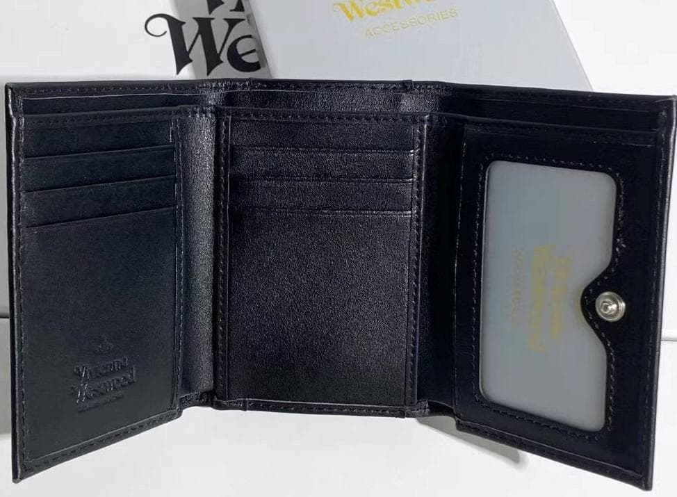 ブラック ヴィヴィアン柄 三つ折り財布-165