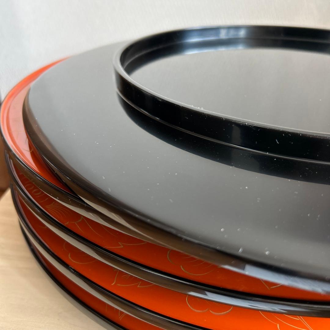 輪島塗　卓上膳　5客　沈金牡丹　【未使用】