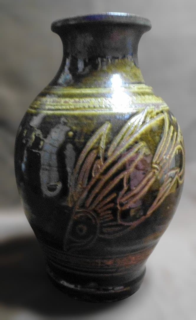 金城次郎 壺屋焼 花瓶 　３６ｃｍ