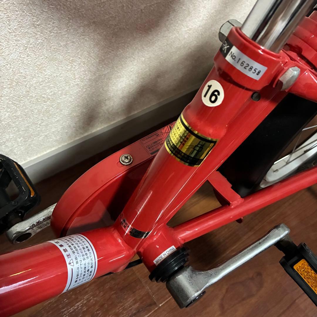 無印良品 16型幼児こども自転車 レッド 押し棒補助輪付 赤 子供用舵取り自転車