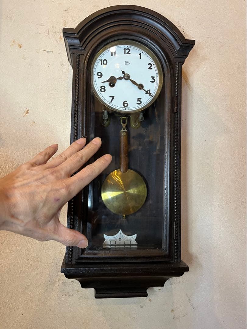 ユンハンス　小型R型　柱時計　古時計　振り子　レトロ　ゼンマイ　精工舎　ボンボン