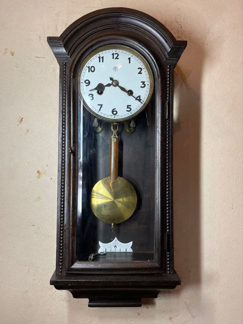 ユンハンス　小型R型　柱時計　古時計　振り子　レトロ　ゼンマイ　精工舎　ボンボン