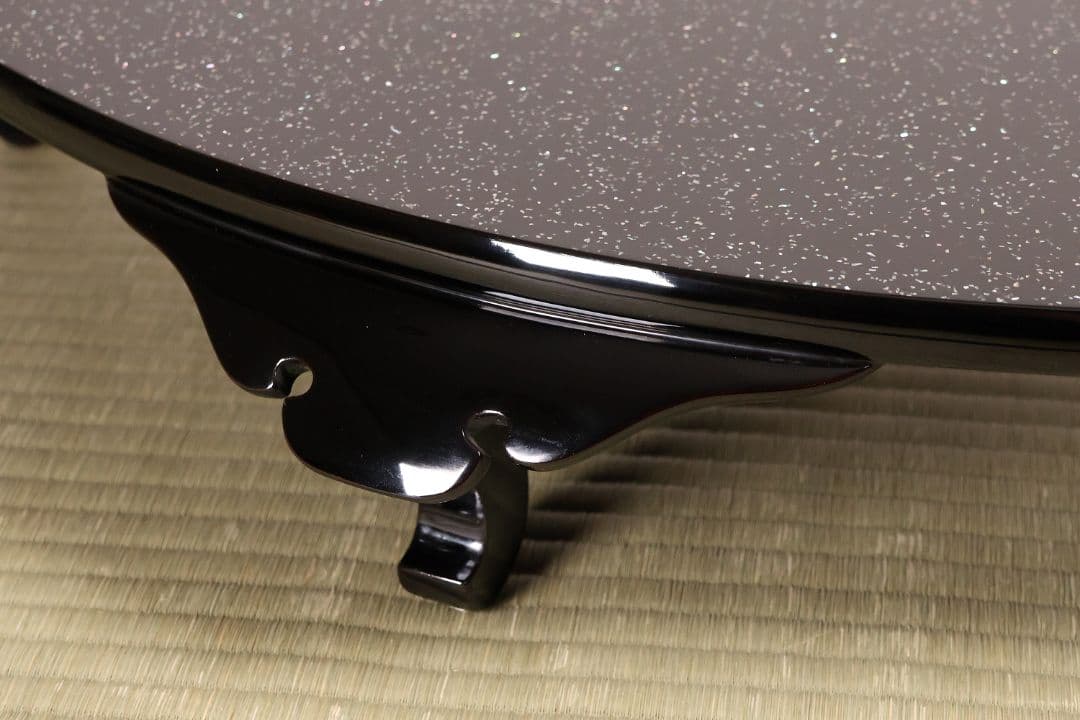 輪島塗 涛華堂 八井珠蔵 小判形 卓 螺鈿 貝梨地 木製 花台【MA804】