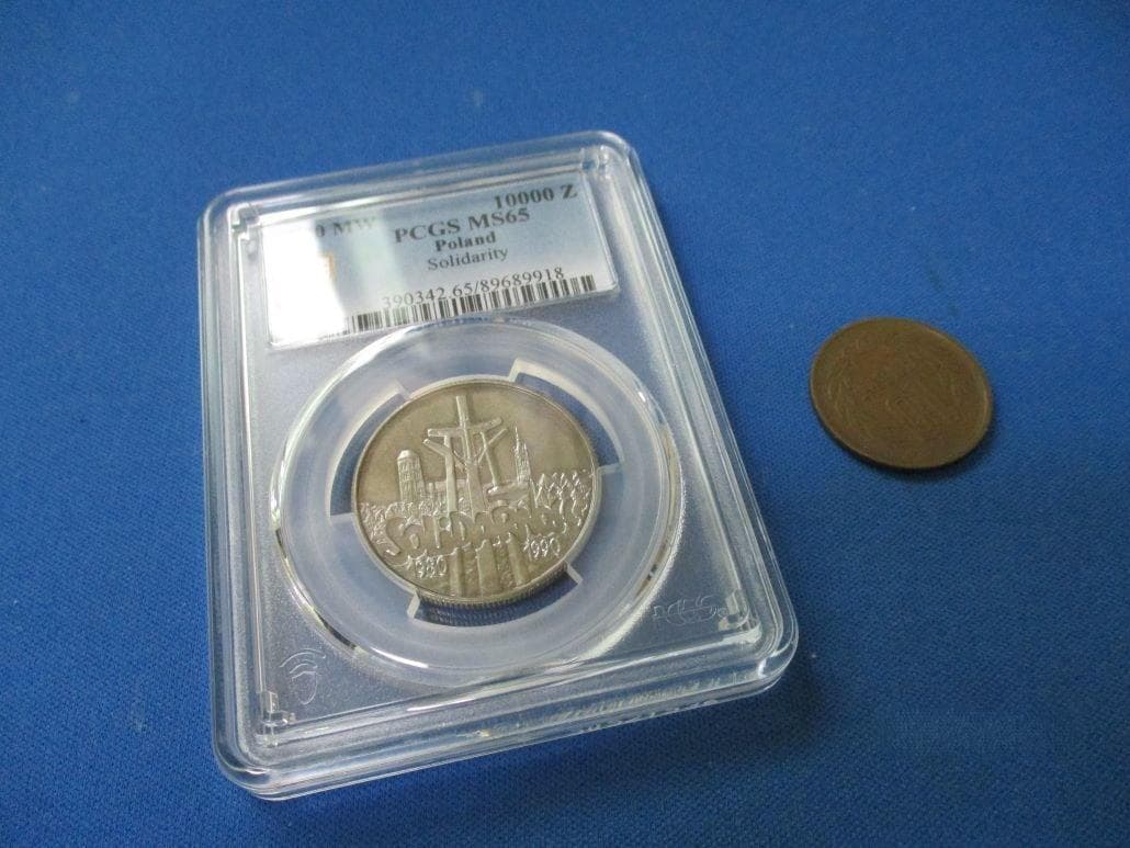 ポーランド 10000ズウォティ硬貨☆1990年/未使用/ポーランドの民主化運動