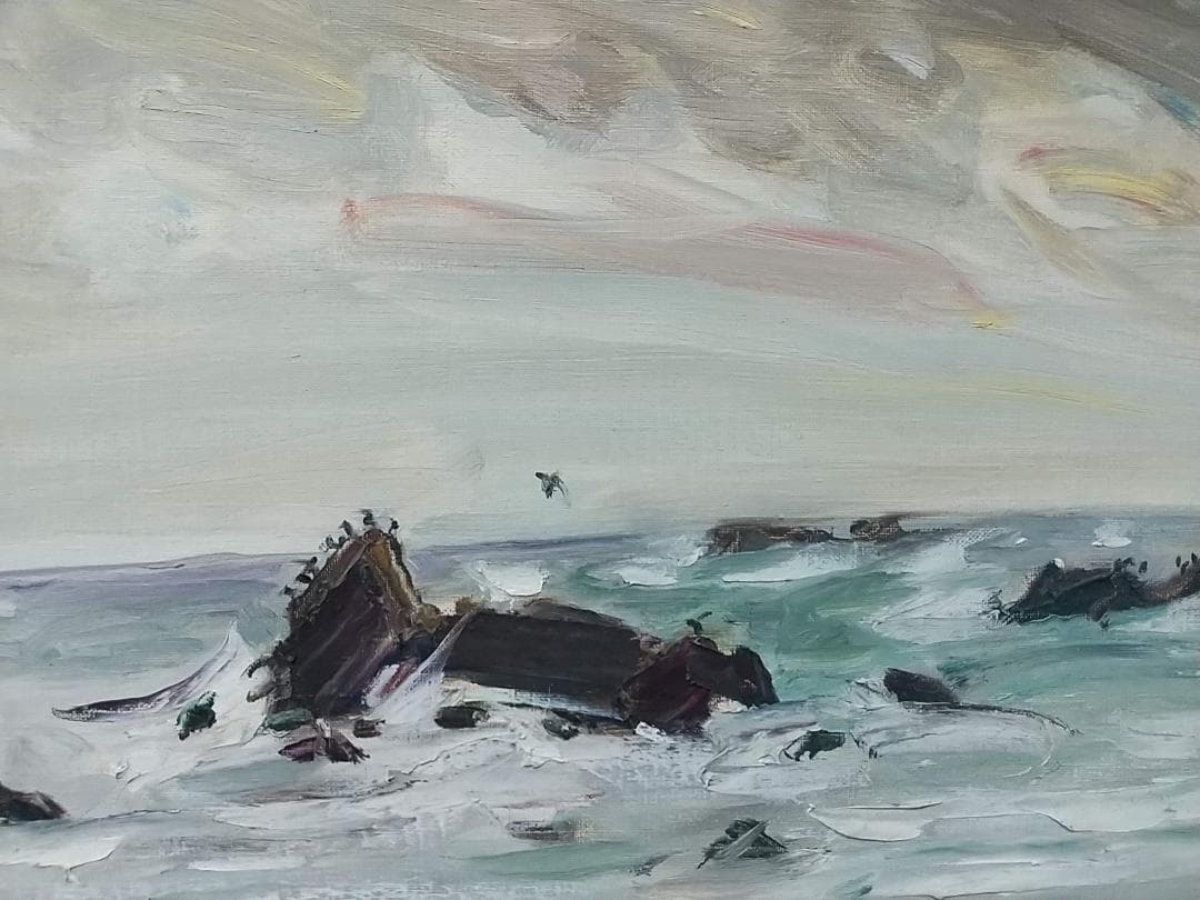 「冬の海」房総黒生海岸 F8 絵画 油絵 油彩画 風景画 アート