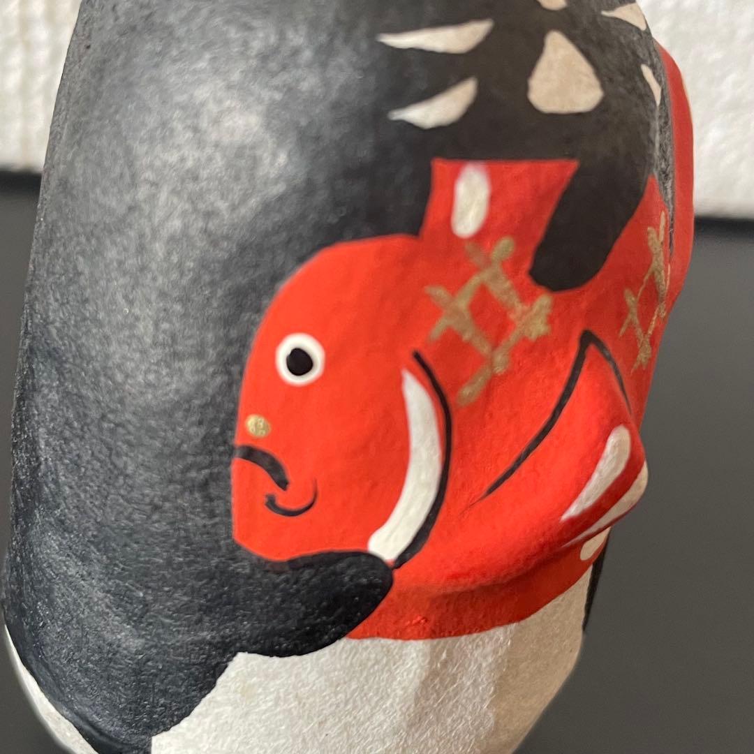 希少✤ 六原張子 起き上り小法師 鯛もちにゃー 民芸品 にゃー 黒色