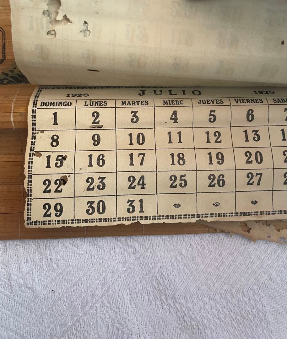 100年前　1928年 竹製 すだれ絵 カレンダー 壁掛け 古民家　当時物