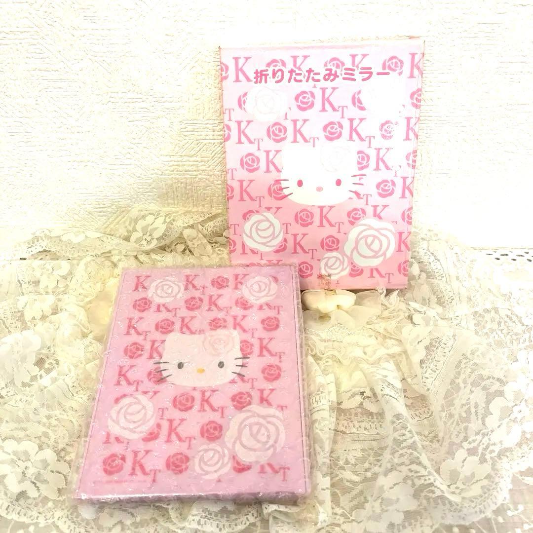 レア‼️ハローキティ 折りたたみミラー ピンクカメリアキティ