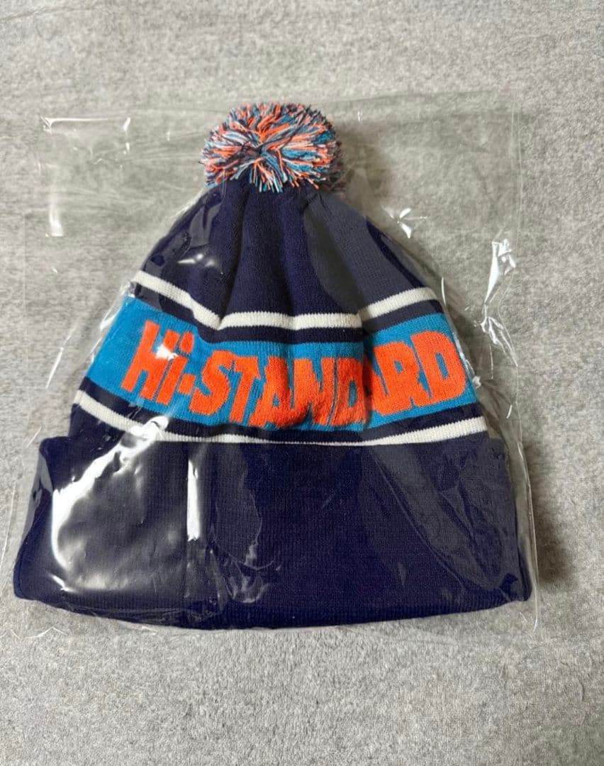 【新品未使用】Hi-STANDARD ニット帽 ポンポン付き ネイビー