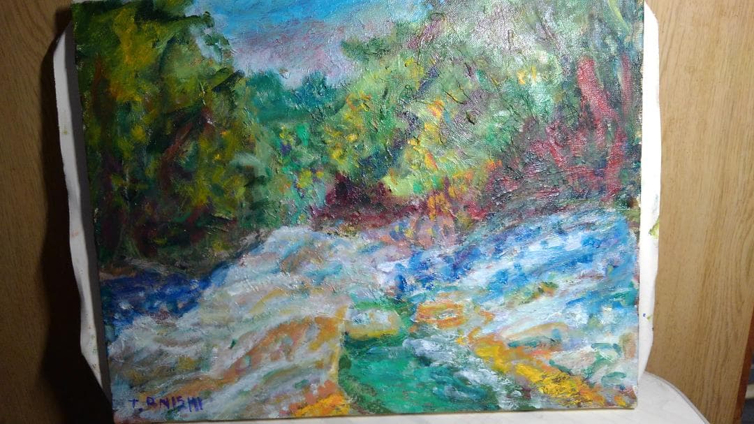 風景油彩画 印象派風 サインあり