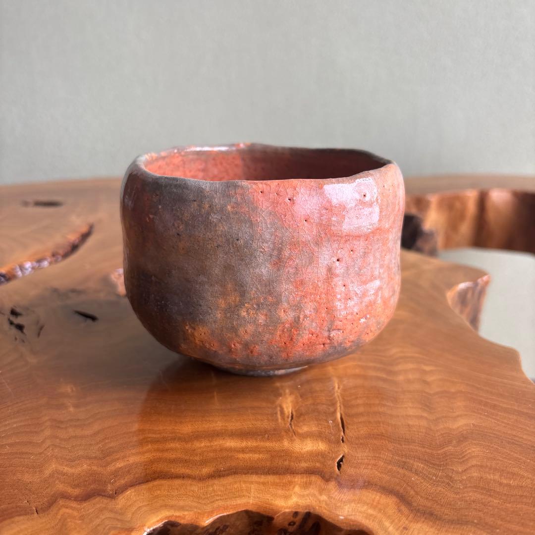 赤楽茶碗 吉村楽入造 楽入窯 楽焼 抹茶碗 茶道具 共箱