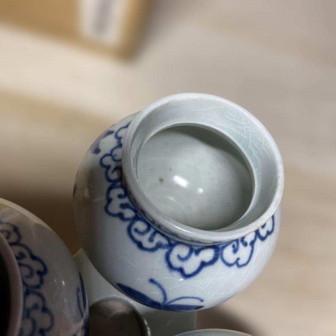 李朝分院染付三連壷　箱付