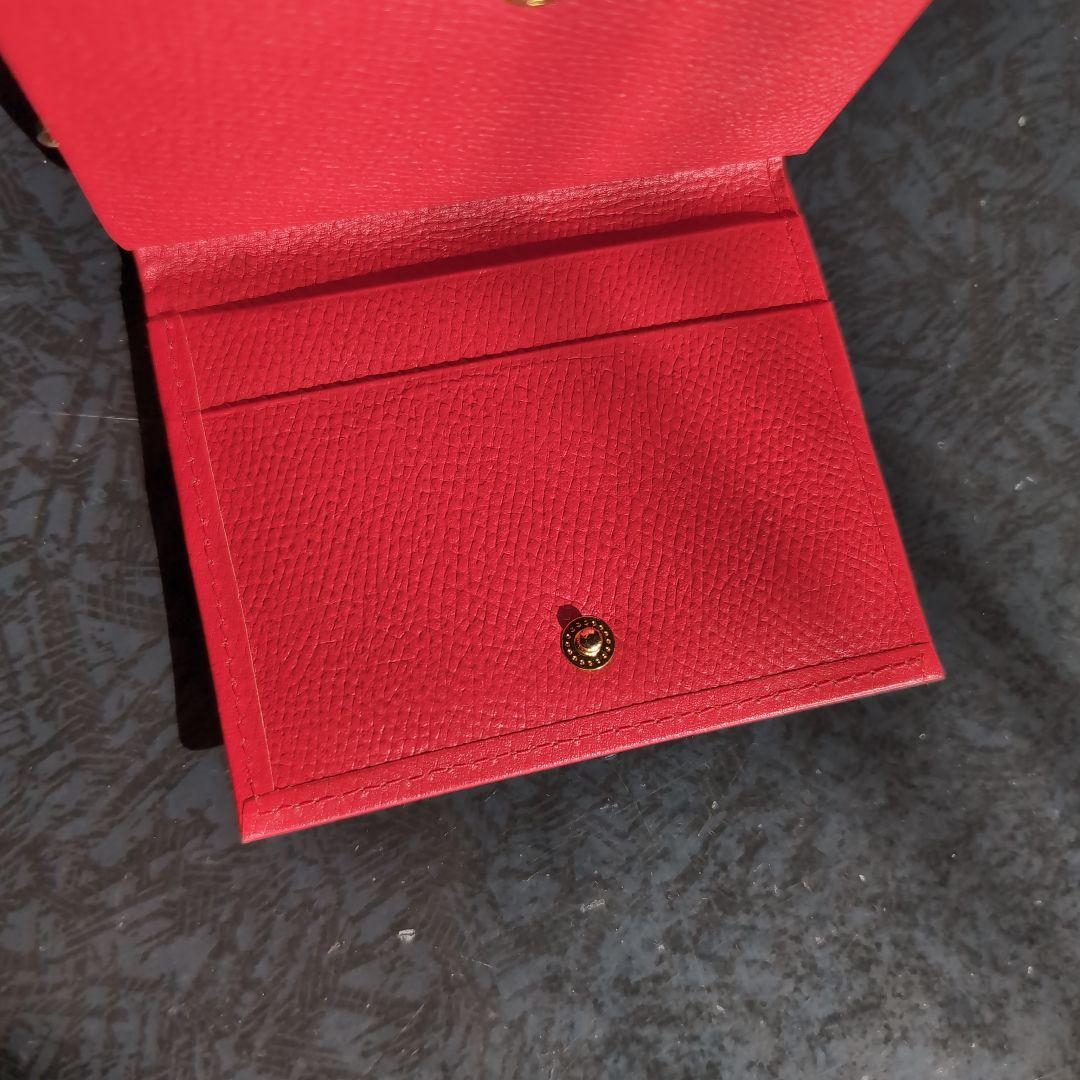 皇居 がま口 2つ折財布 牛革 赤 新品未使用　箱なし