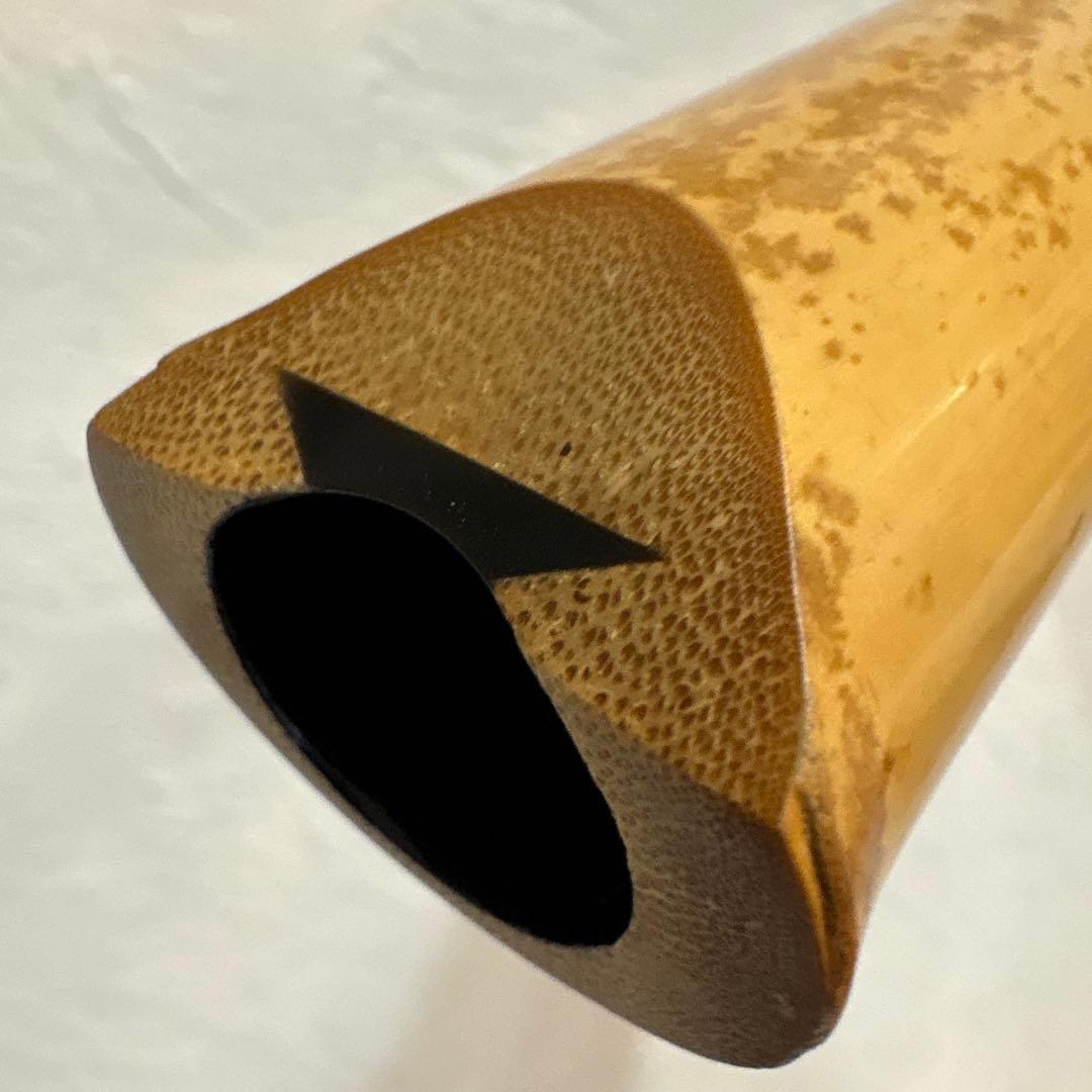 尺八　竹治刻印2箇所　銀三線　竹製　琴古流　約48、5㎝