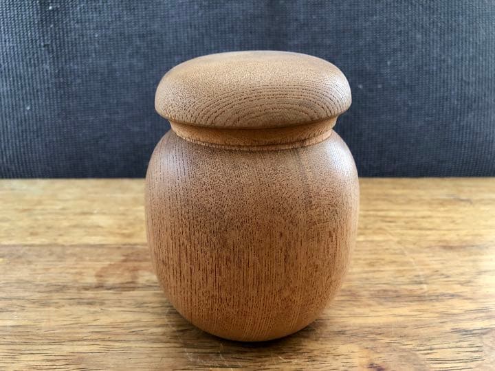 茶筒　茶道具　天然木　義雄作