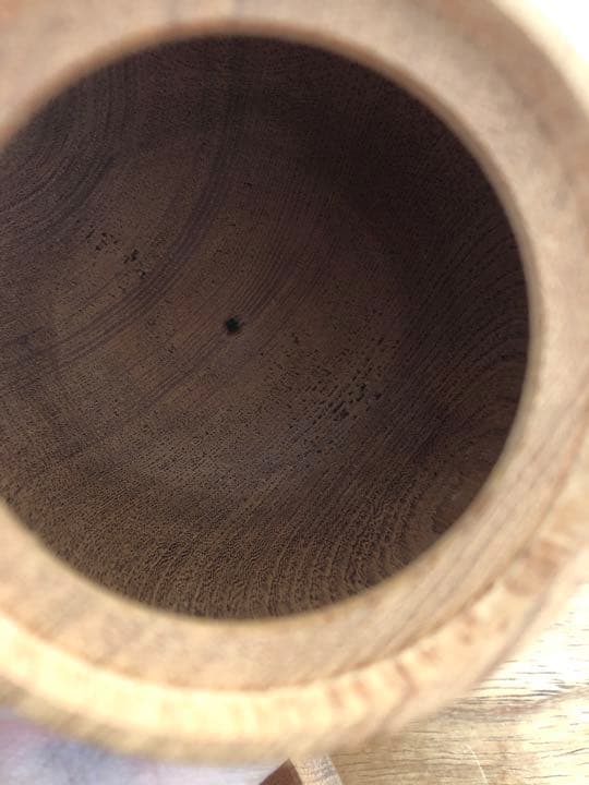 茶筒　茶道具　天然木　義雄作