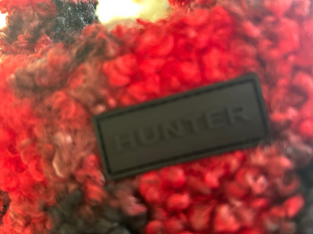 HUNTER ボアショルダーバッグ 赤黒チェック