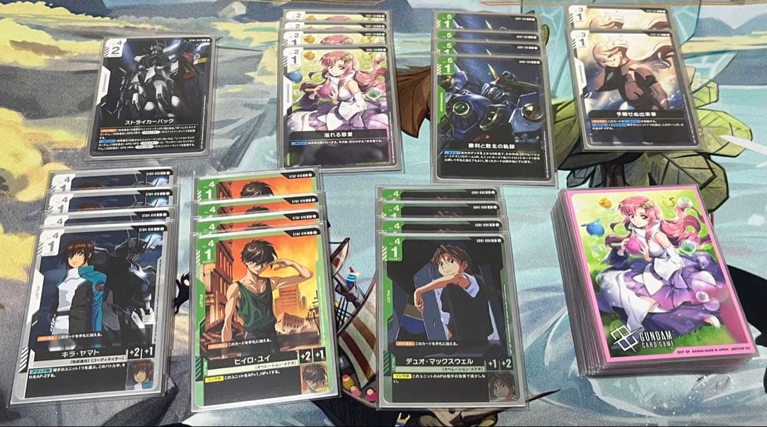 ガンダムカードゲーム　緑白ウイング　デッキ　二重スリーブ付き