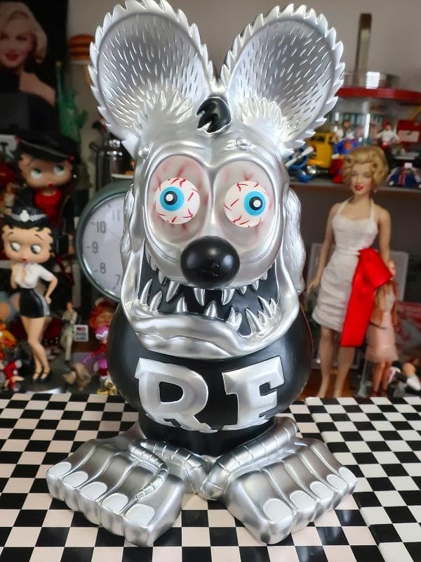 ラットフィンク Rat Fink シルバー 豪華 金運アップ 像 フィギュア
