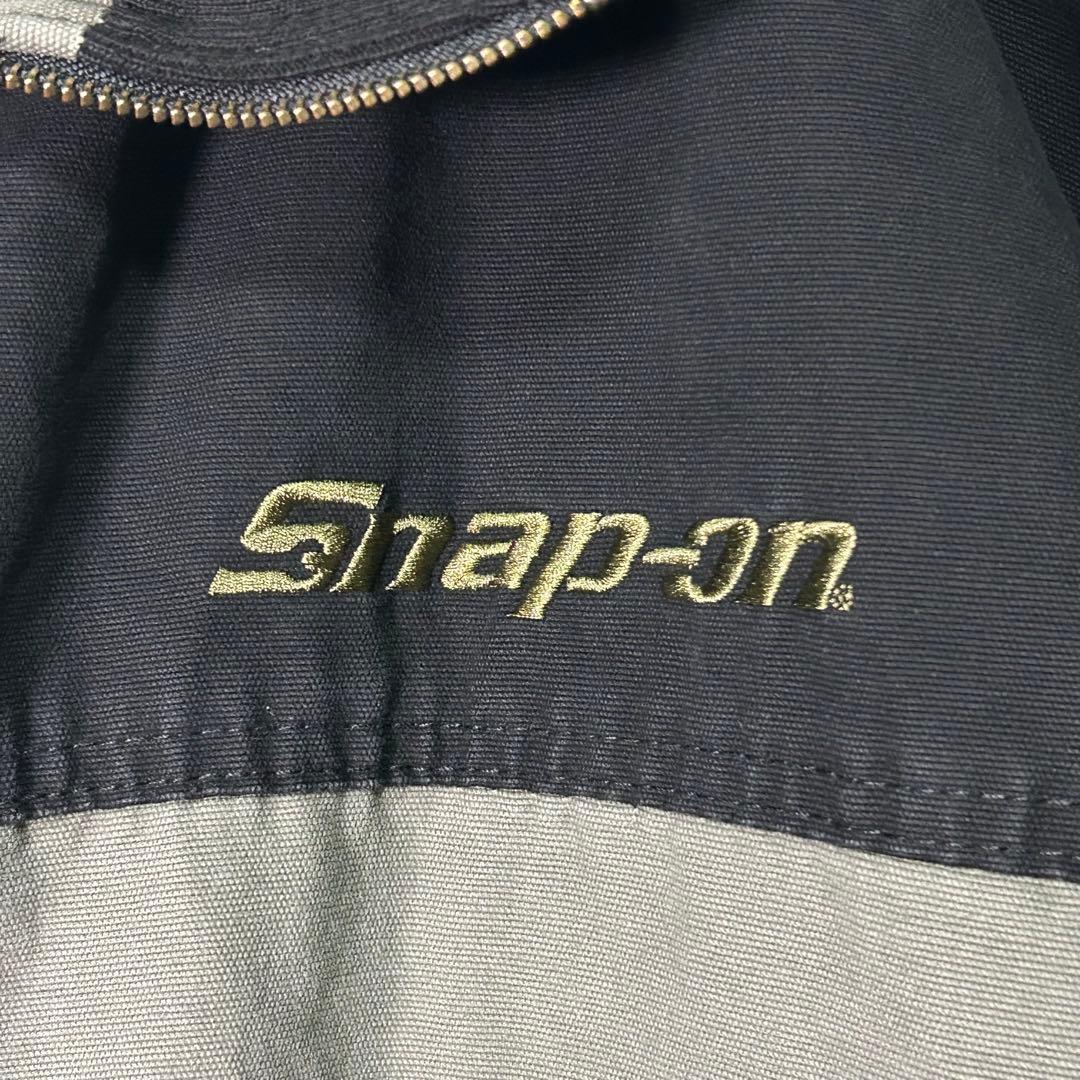 希少 snap on 刺繍ロゴ ブルゾン ワークジャケット 黒 グレー 中綿
