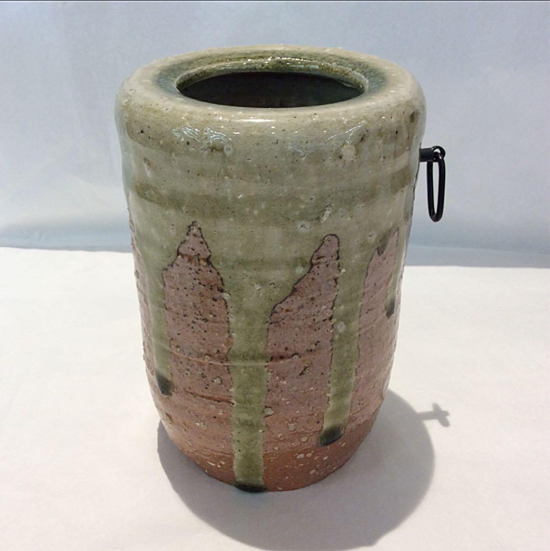 【茶道具】高橋楽斎作 信楽焼旅枕掛花入