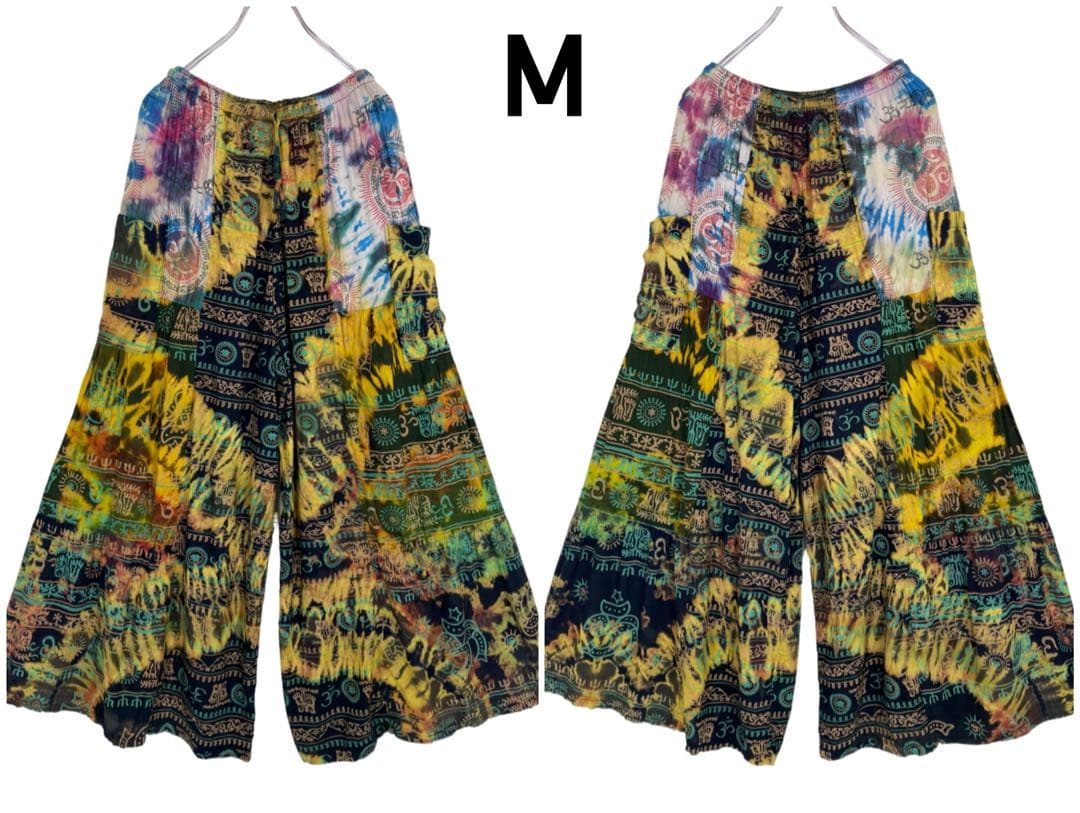 専用です！　　レーヨンアラジンパンツ　ヒンディー文字　タイダイ染め　F121