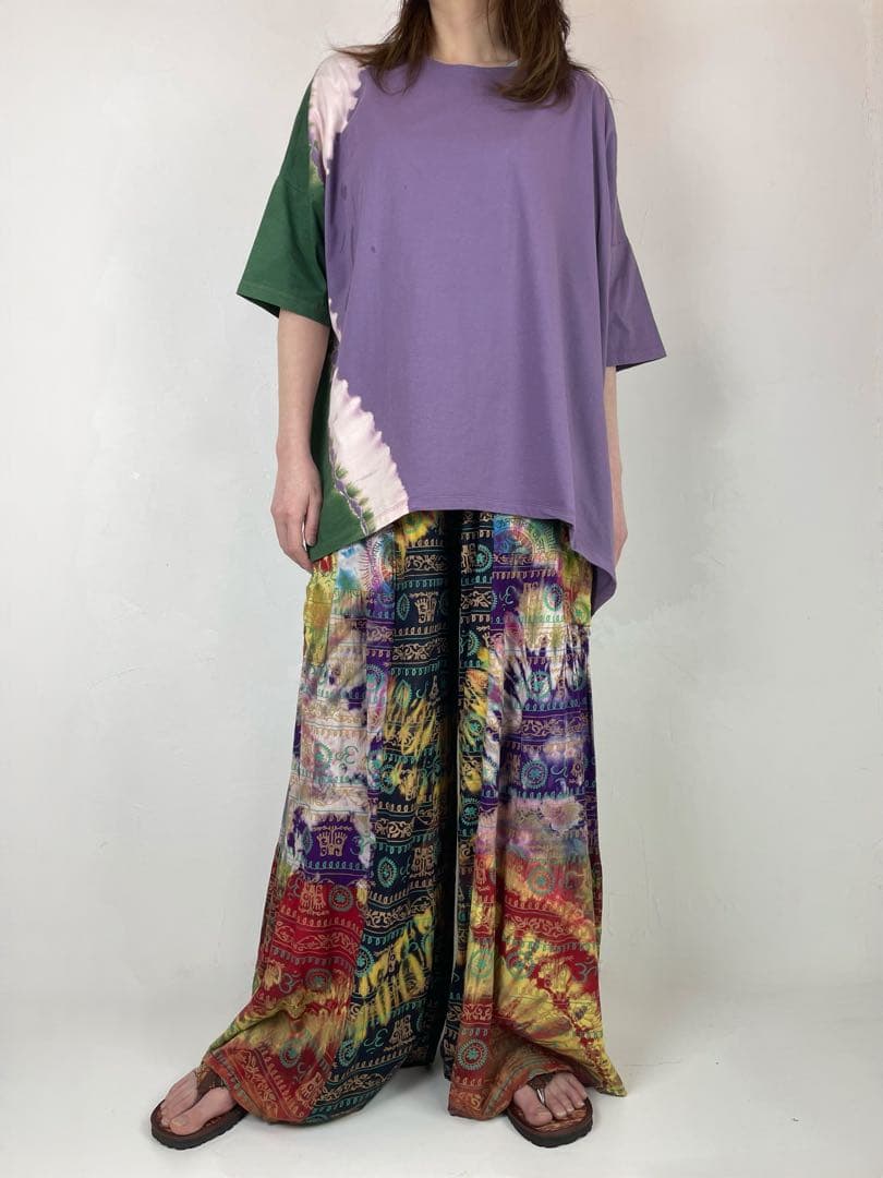 専用です！　　レーヨンアラジンパンツ　ヒンディー文字　タイダイ染め　F121