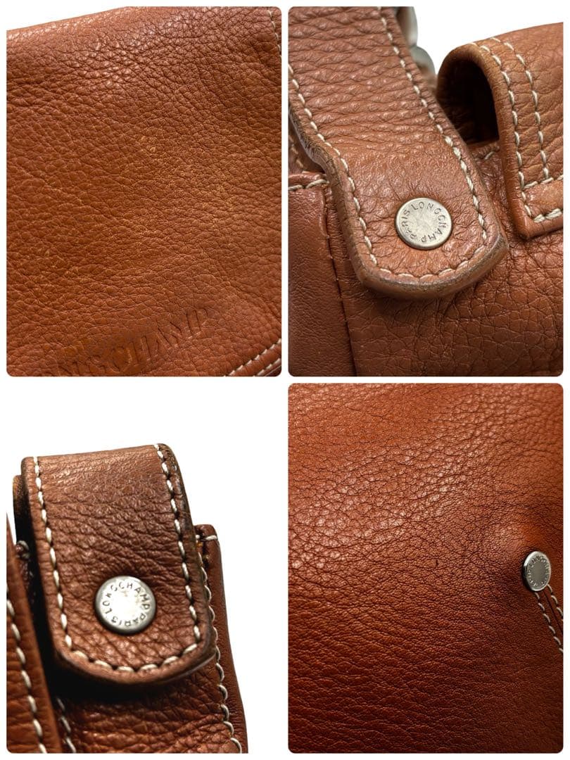 【ヴィンテージ】ロンシャン　ショルダーバッグ　オールレザー　ブラウン　斜め掛け