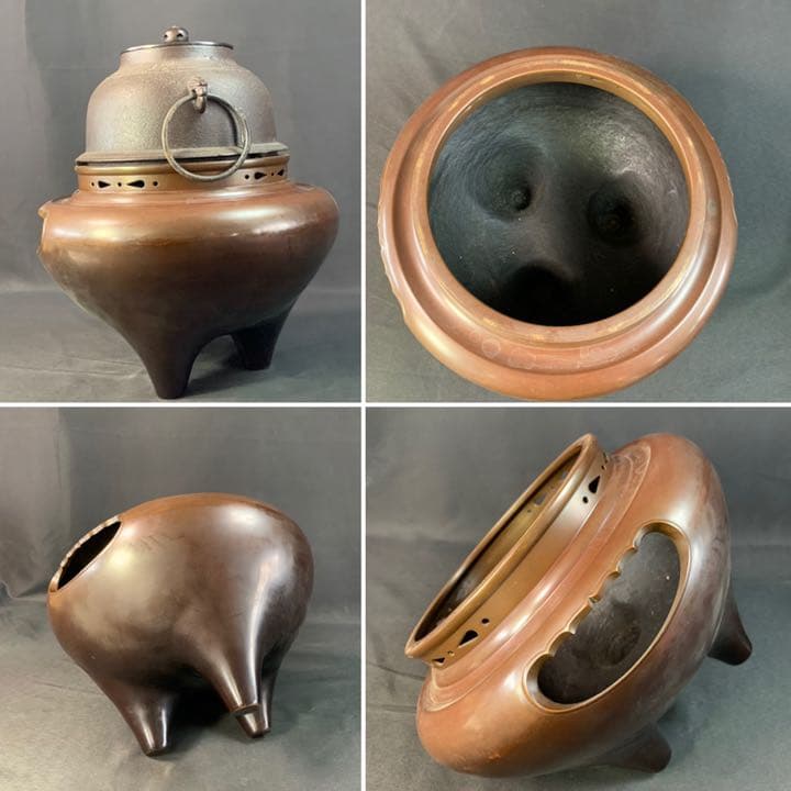 D503 送料無料　茶釜　風炉　唐銅　朝鮮風炉　茶道具　茶室