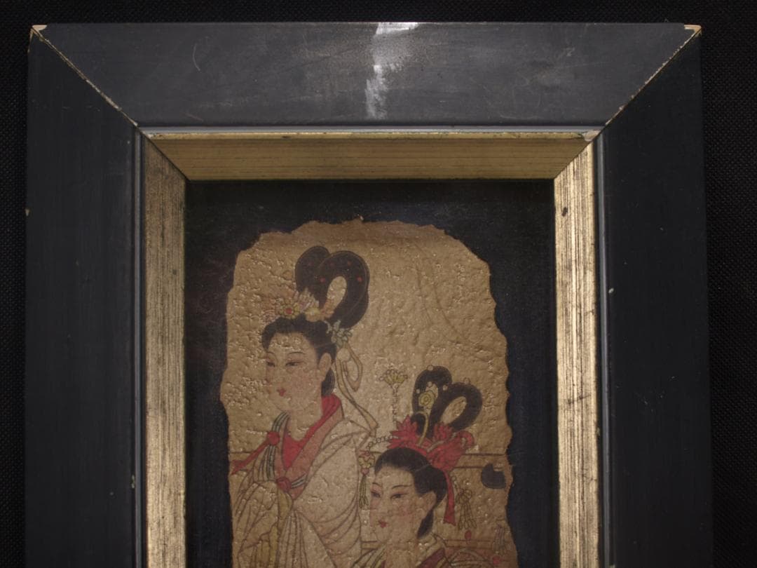 骨董市　掘り出し品中国　敦煌莫高窟壁画 人物像 発掘品 AK1796B8-3