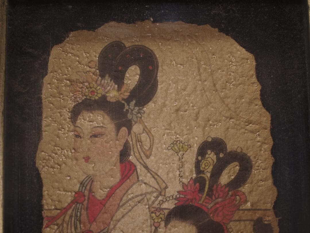 骨董市　掘り出し品中国　敦煌莫高窟壁画 人物像 発掘品 AK1796B8-3