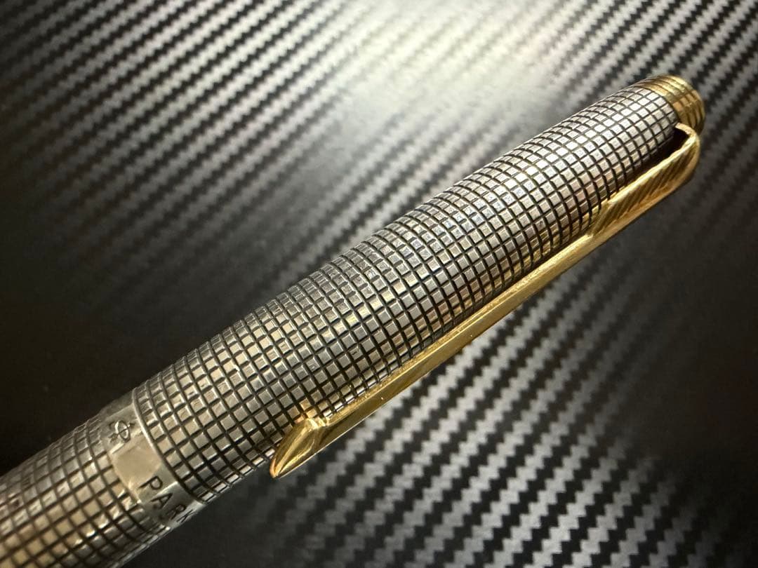 極美 パーカー 75 シズレ スターリングシルバー フラットトップ XF 万年筆