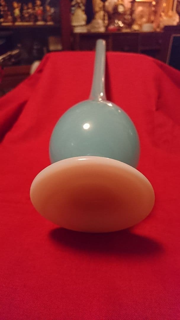 アンティーク オパリン グラス ブルーフラワーベース