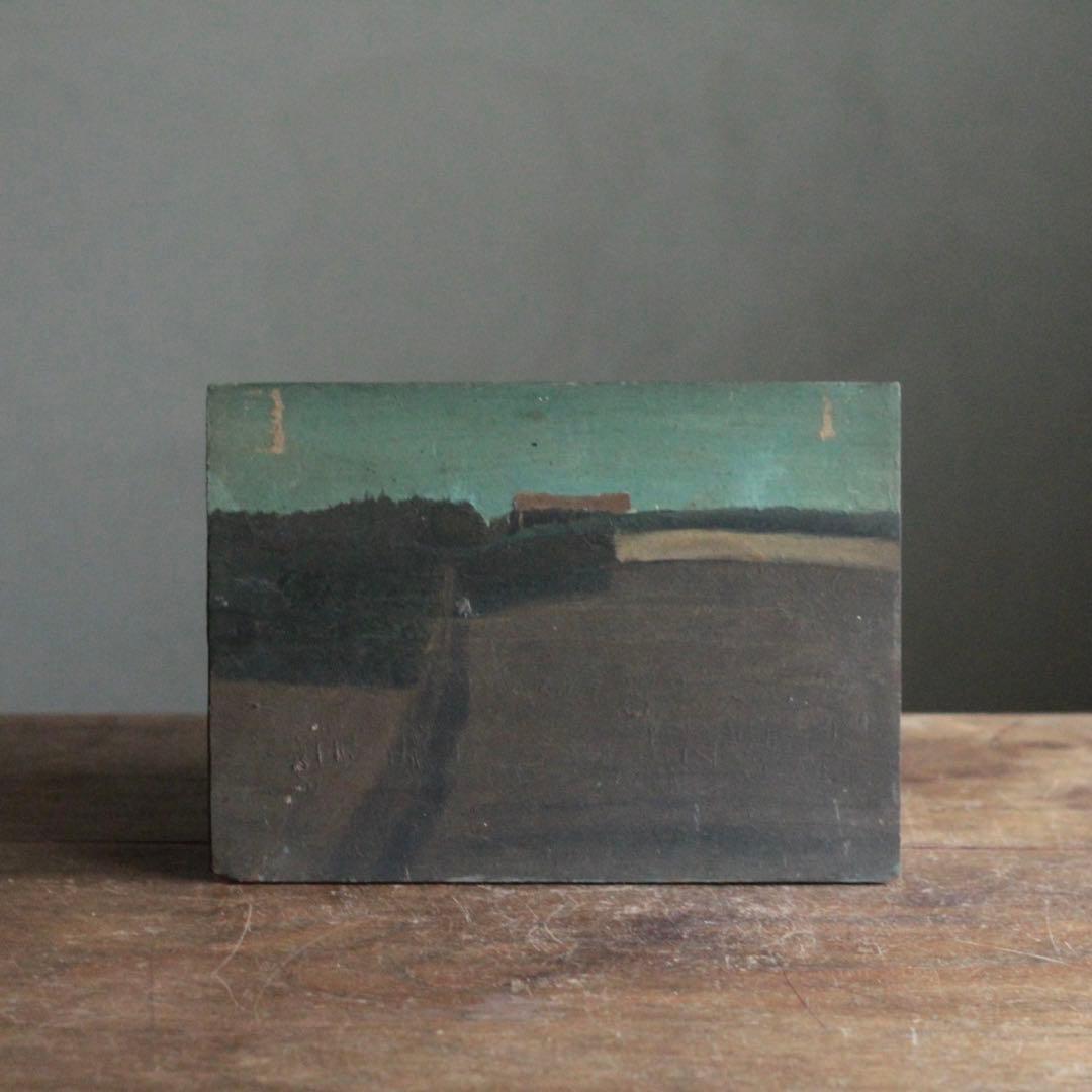 戦前？ 古い 板絵 油彩 油絵 古道具 アンティーク No.3