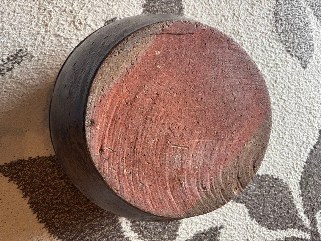 丹波焼　灰釉印花文甕　水差し花生け　骨董品アンティーク