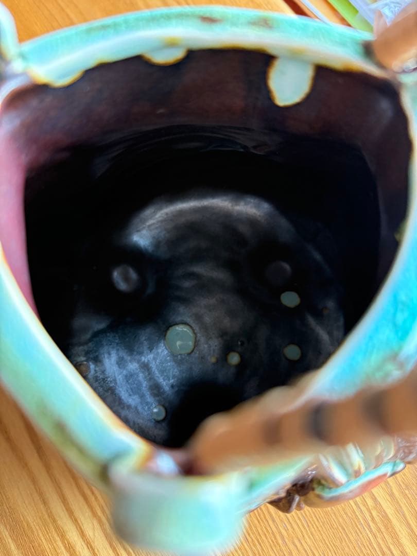 相馬焼？信楽焼？蟹　カニ装飾の陶器花瓶　置物　アンテリア