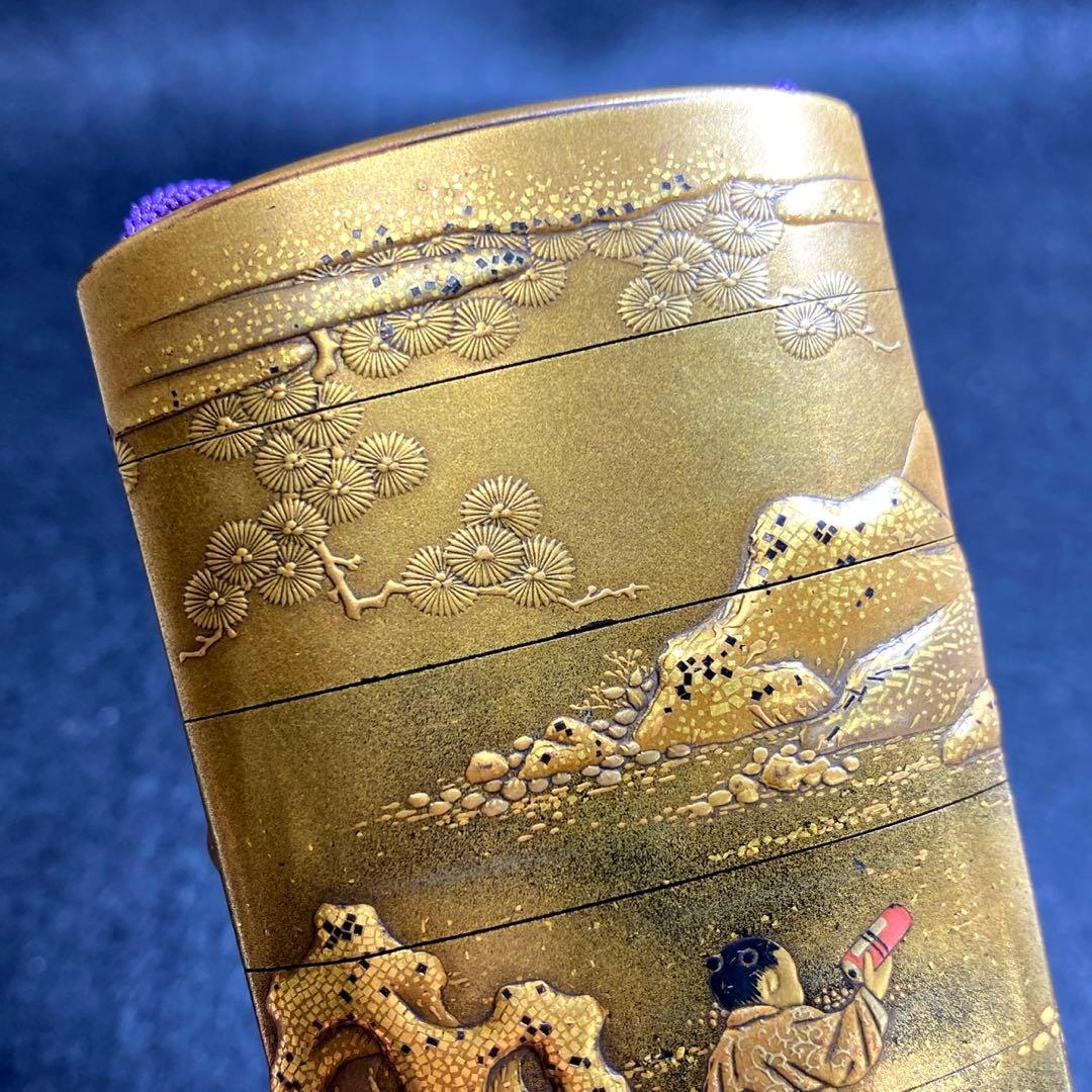 専用　芝山　鹿寿老　蒔絵印籠根付　50g 東Y7-0213☆2Fチヒエ