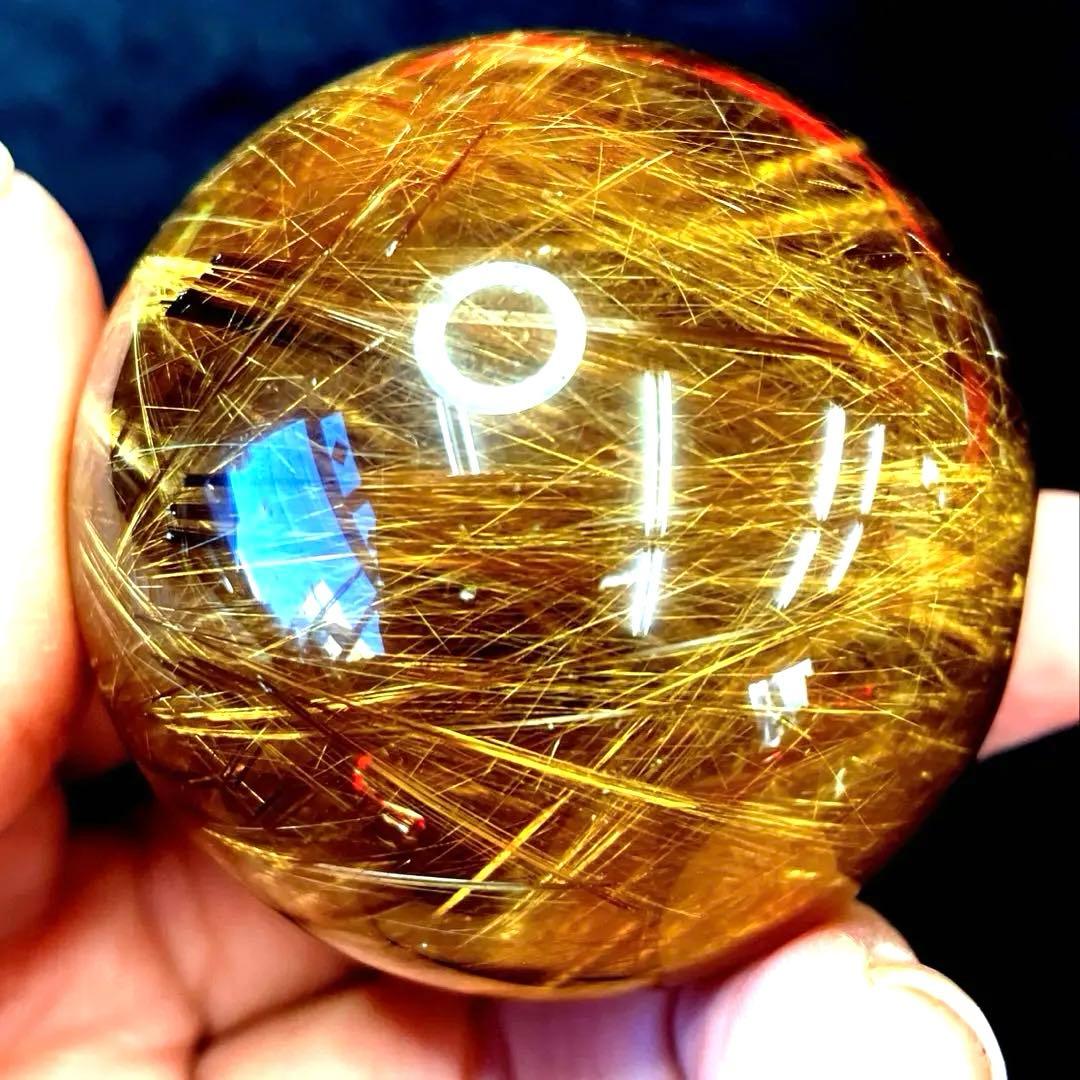 超絶綺麗✨48mm ゴールドルチルクォーツ　丸玉　スフィア　金針水晶