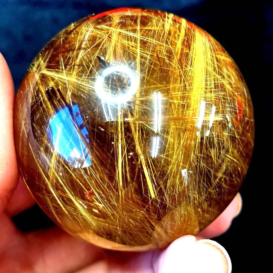 超絶綺麗✨48mm ゴールドルチルクォーツ　丸玉　スフィア　金針水晶
