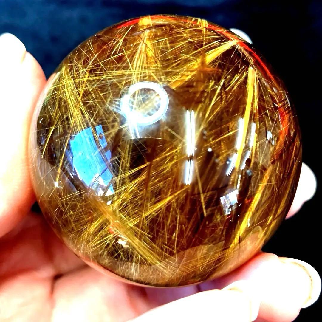 超絶綺麗✨48mm ゴールドルチルクォーツ　丸玉　スフィア　金針水晶