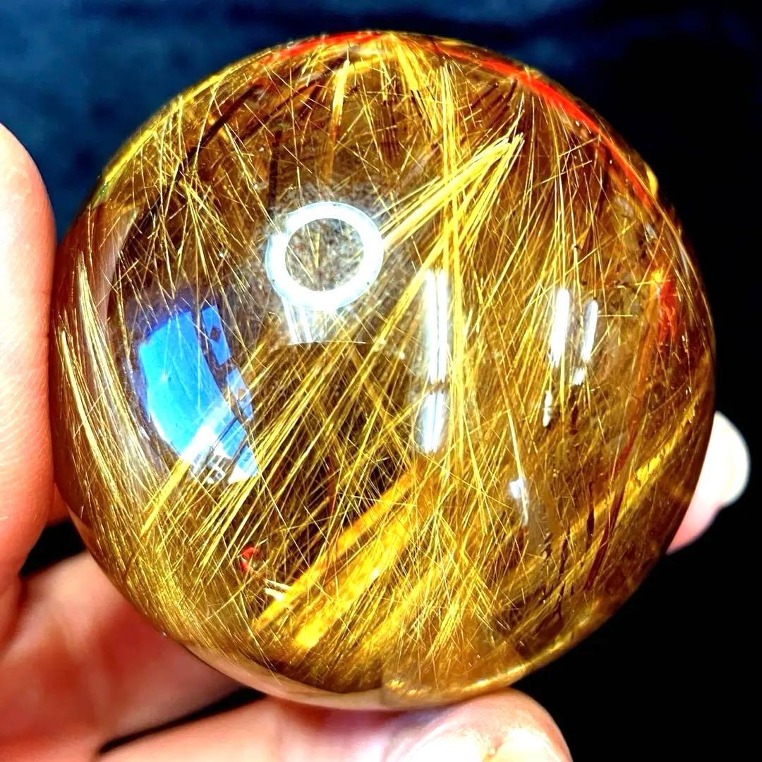 超絶綺麗✨48mm ゴールドルチルクォーツ　丸玉　スフィア　金針水晶