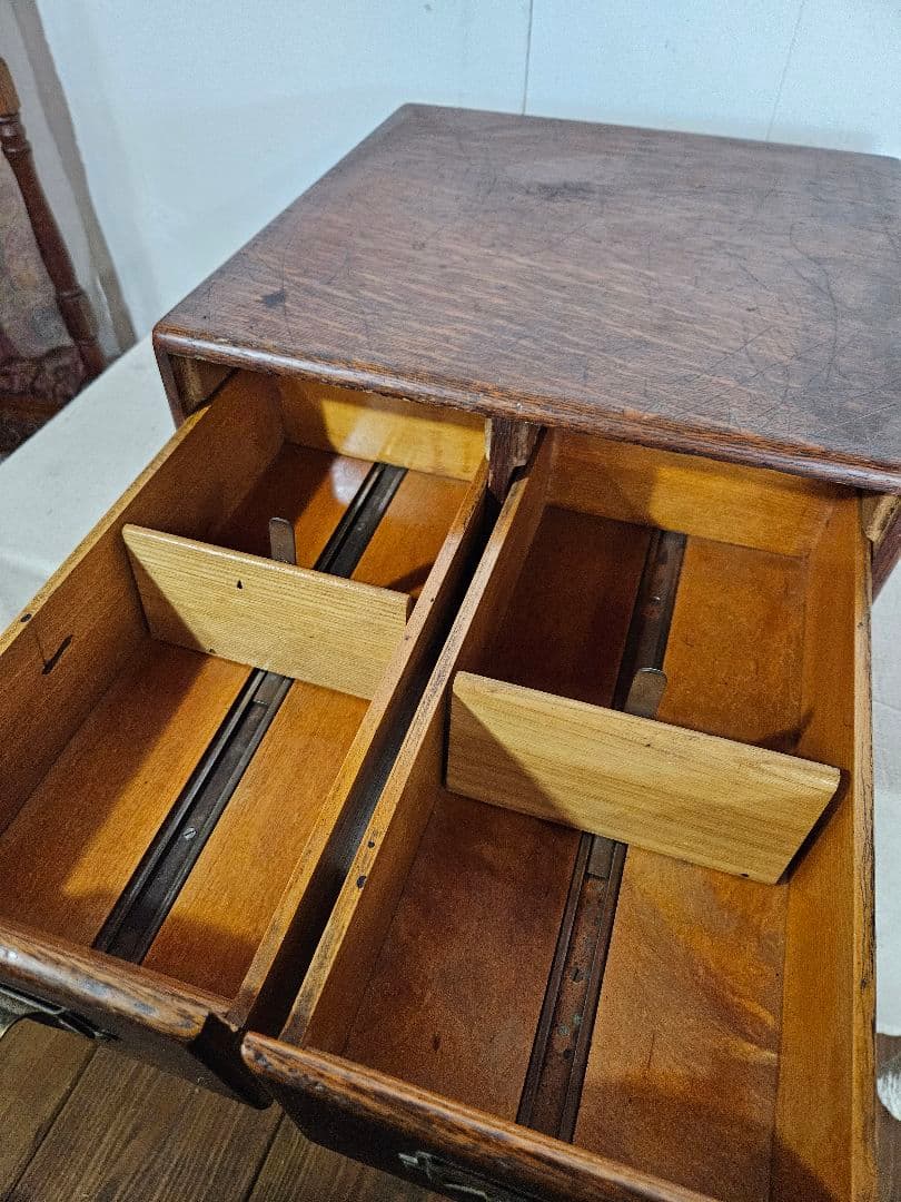 USアンティーク 木製のファイルキャビネット カードホルダー 卓上 書斎 引出し