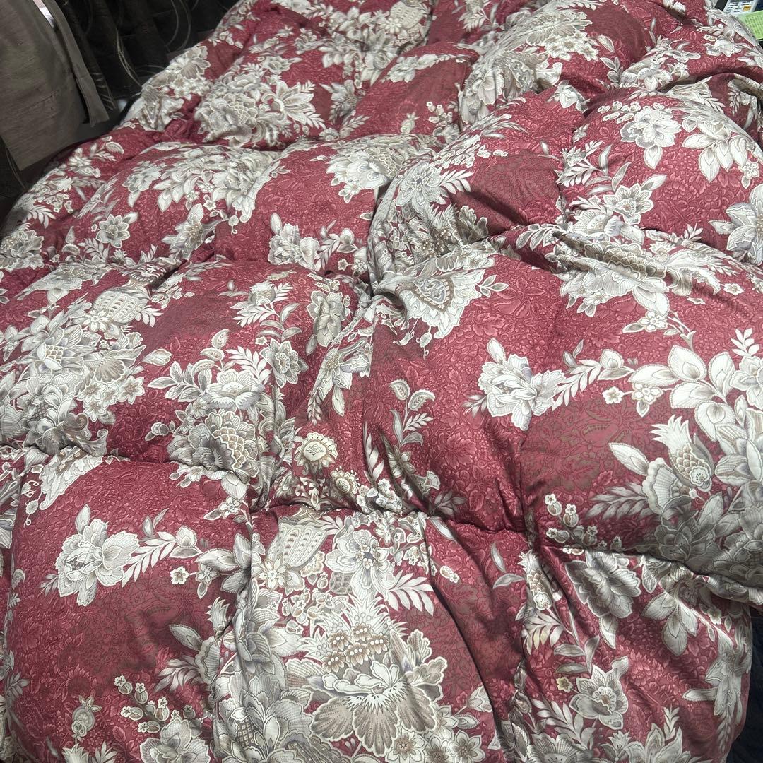 西川 羽毛布団 花柄 赤