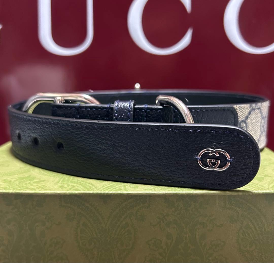 新品 未使用 GUCCI グッチ GGキャンパス ペット 首輪 L