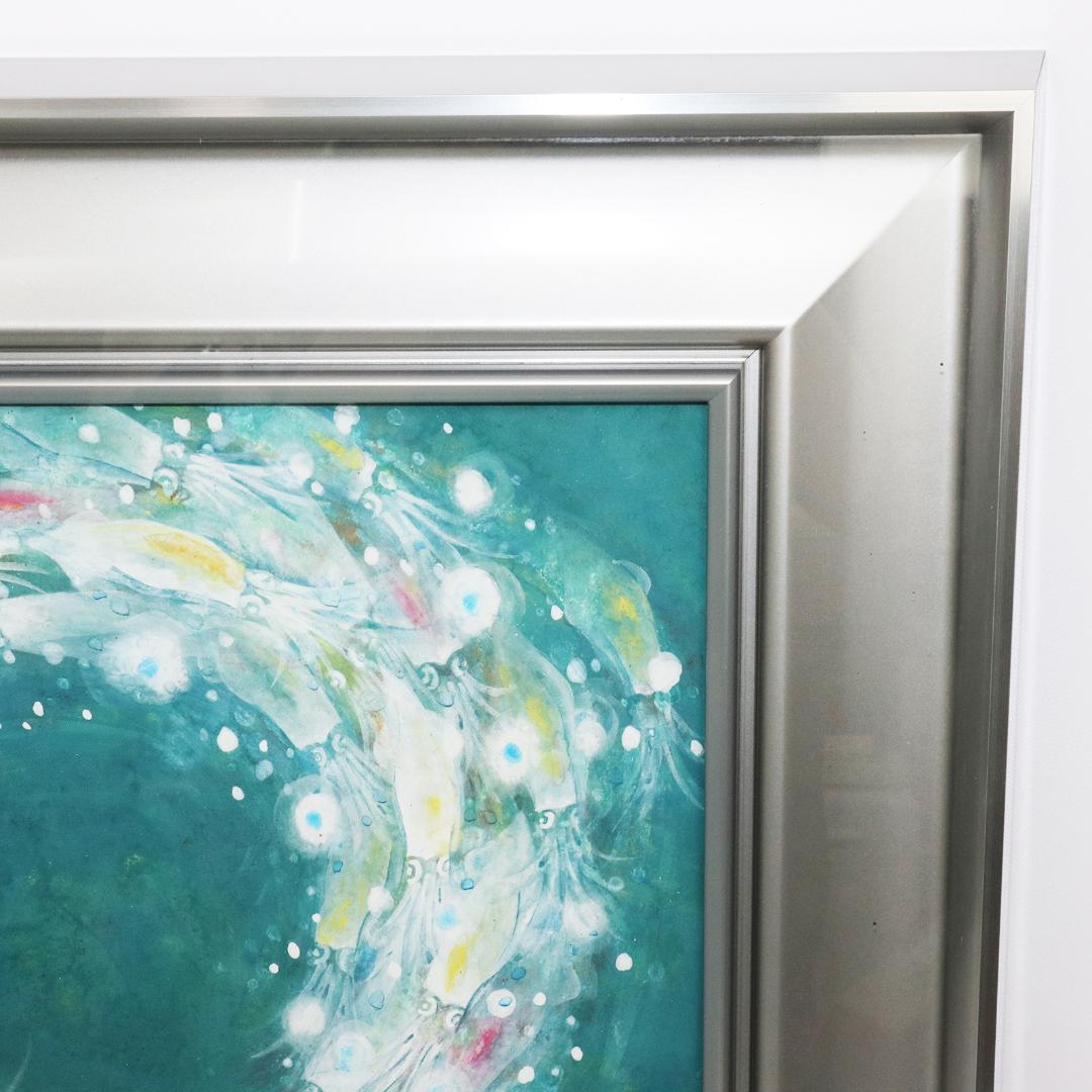 石田俊良 6号『群』日本画 額装 絵画　ホタルイカ